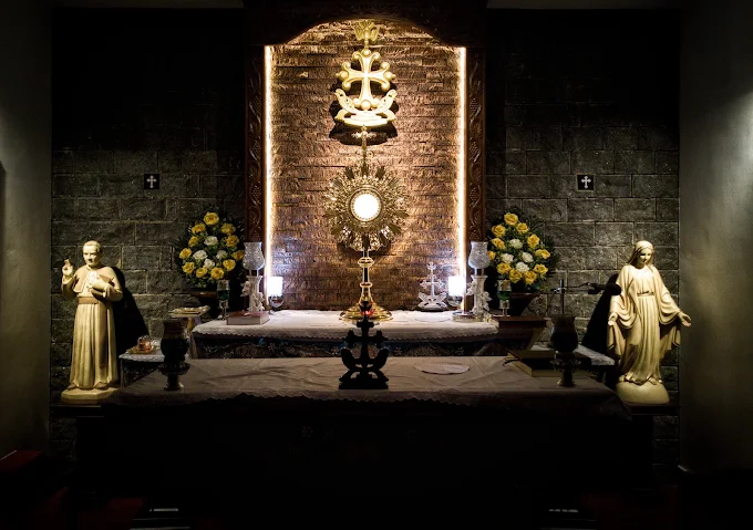 The LIAT chapel interior, with morning light falling across the pews.